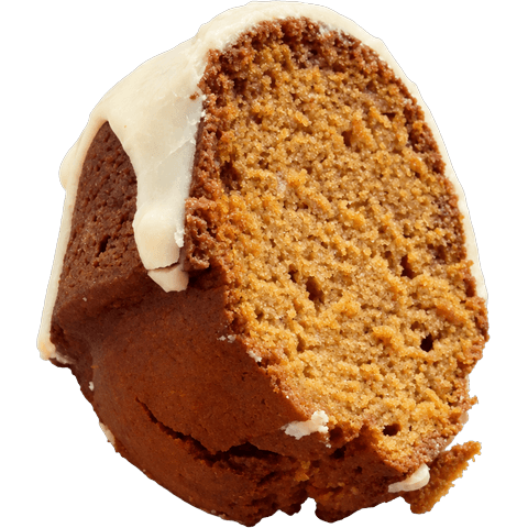 Slice of autumn Bundt cake with icing